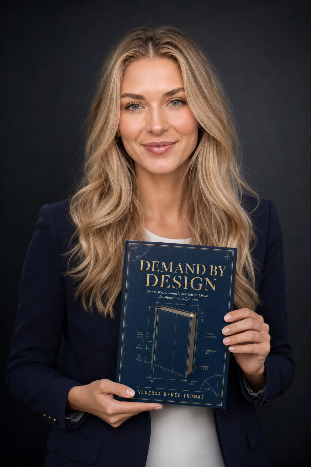 Vanessa Renée Thomas holding Demand by Design
